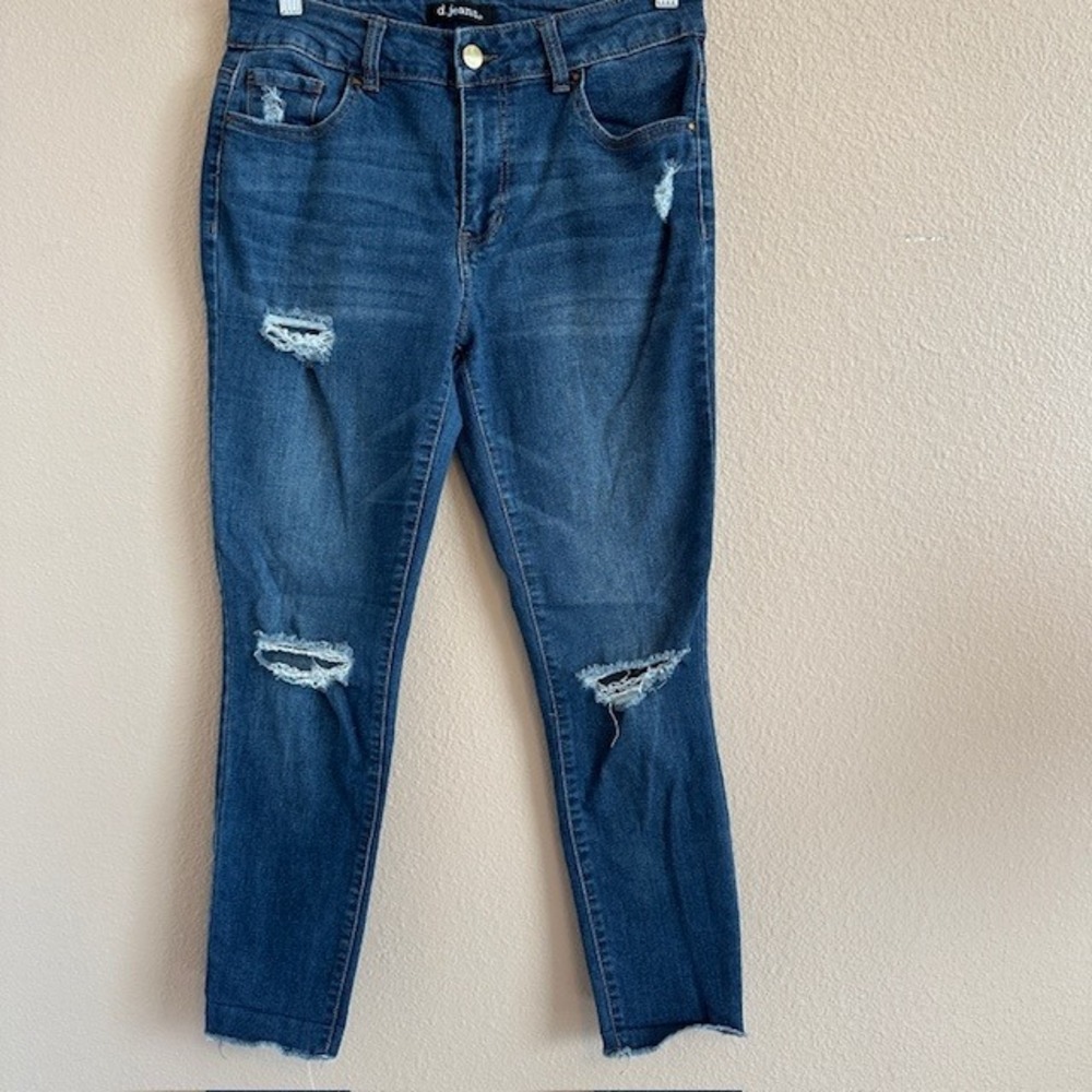 D. Jeans Women's Distressed Raw Hem Skinny Ankle Stretch‎ Denim Jeans 6